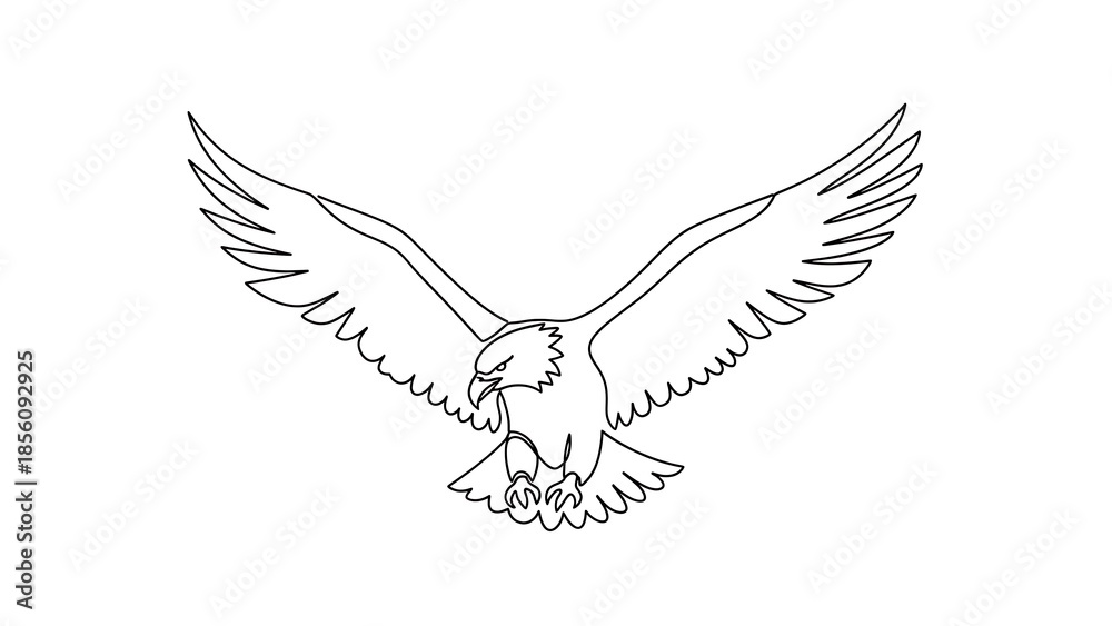 Fototapeta premium A soaring eagle in flight with wings spread wide