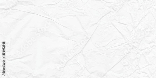 white crumpled paper. Paper texture Crumpled White. Top view.