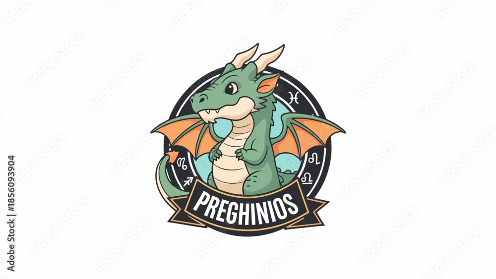Fototapeta premium cute green cartoon dragon logo