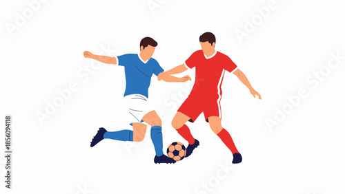 Two football players competing for ball possession