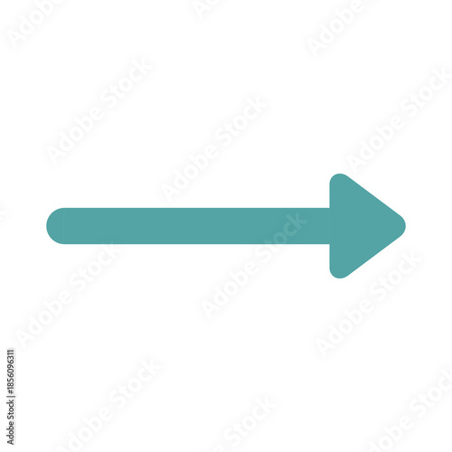 Modern Teal Right Arrow Vector Icon with Rounded Edges for Minimalist Web Navigation, Digital User Interface Design, and E-commerce Forward Progress Indicator