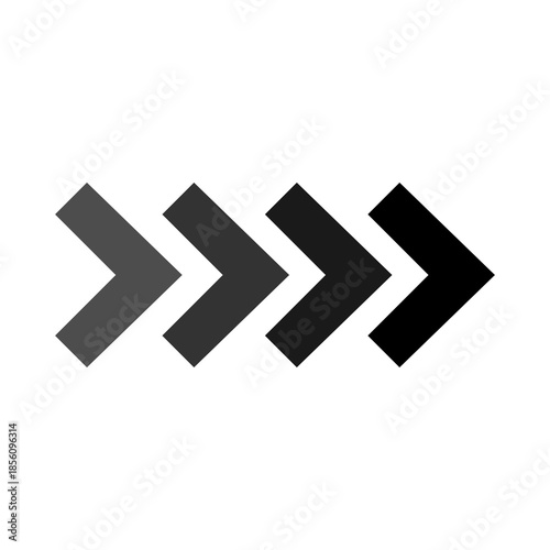 Minimalist Quadruple Chevron Right Arrow Icon with Grey Gradient for Modern UI/UX Web Navigation, Dynamic Loading Progress, and E-commerce Interface Design