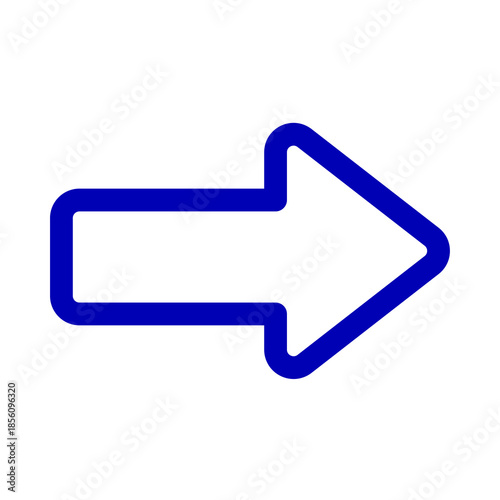 Minimalist Blue Outline Right Arrow Vector Icon with Rounded Corners for Modern E-commerce Web Navigation, Digital Interface UX Design, and App User Progress Button