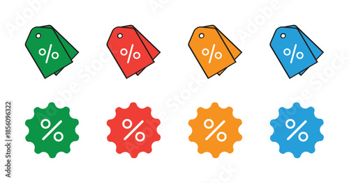 Discount Percentage Icon Set Isolated on Transparent Background
