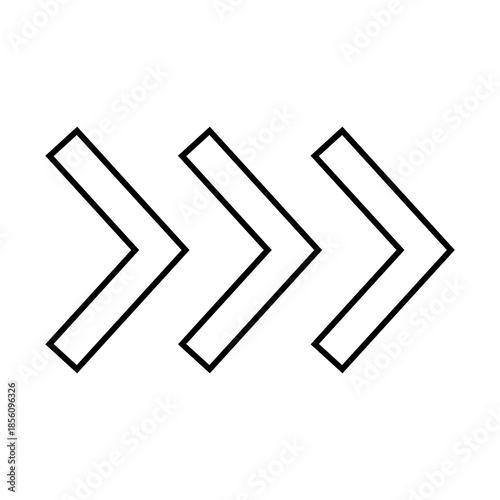 Minimalist Triple Chevron Right Arrow Icon for Modern UI/UX Web Navigation and Digital Interface Design