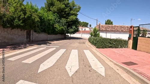 paved road entering Morata de Jiloca, province of Zaragoza, Aragon, Spain