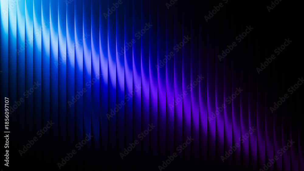 Obraz premium Abstract wave pattern in vibrant blue and purple tones creating a dynamic visual effect against a dark background for artistic and modern design applications