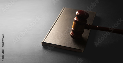 judge gavel on black background with space for text. law concept