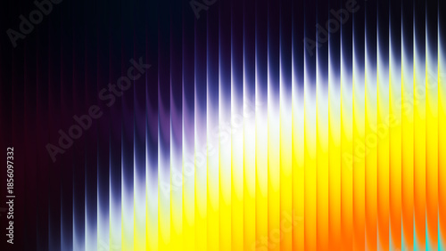 Colorful abstract wave design featuring a gradient of yellow, white, and purple tones creating a striking visual impact on a dark background for artistic and creative projects