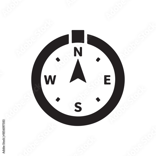 Solid compass icon for direction, location, or aiming feature control.
