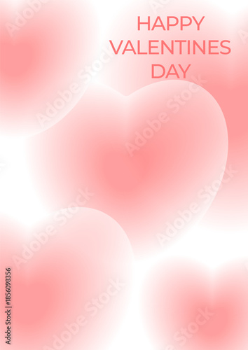A4. Valentine's Day. Minimalistic Valentine's Day poster with bokeh hearts. Poster template, banner, card, newsletter, sale, advertising