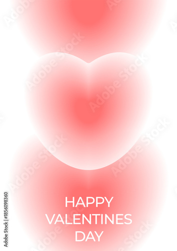 A4 Minimalist Valentine's Day poster with bokeh hearts. Blurred hearts. Poster template, banner, card, newsletter, sale, advertising