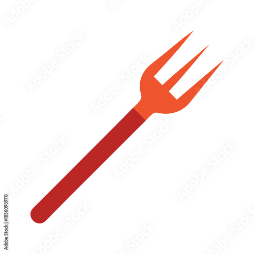 Meat fork flat design kitchen utensil for cooking and serving on white background Vector illustration