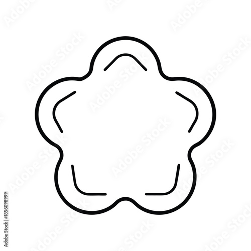 Flower shaped cookie cutter outline baking tool icon on white background Vector illustration