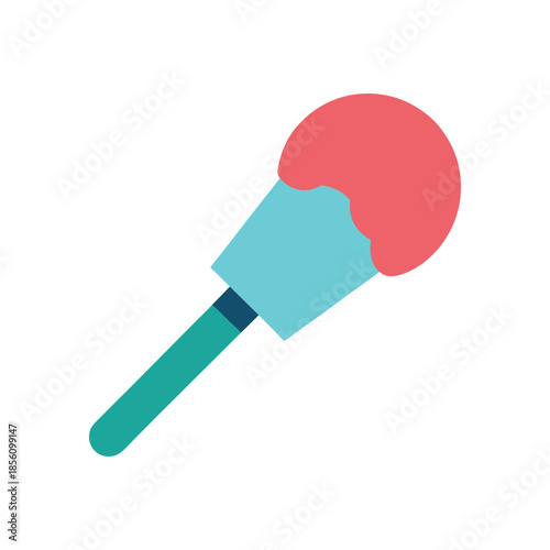 Strawberry ice cream flat design dessert icon for summer treats on white background Vector illustration