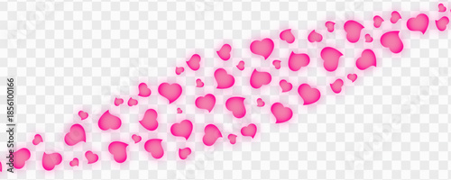 Pink Glowing Heart Trail on Transparent Background - Romantic Confetti Burst for Valentine's Day