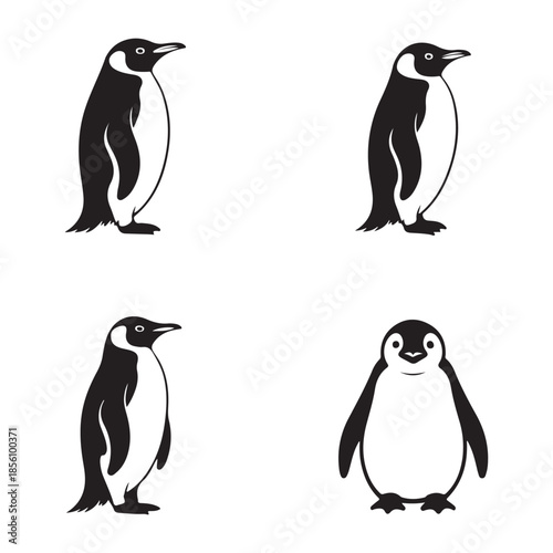 Cute penguin silhouette icon for antarctic wildlife illustration