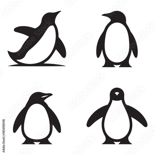 Antarctic seabird penguin silhouette icon for nature design projects