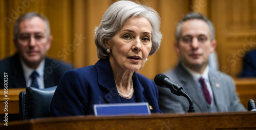 adult woman with short gray...