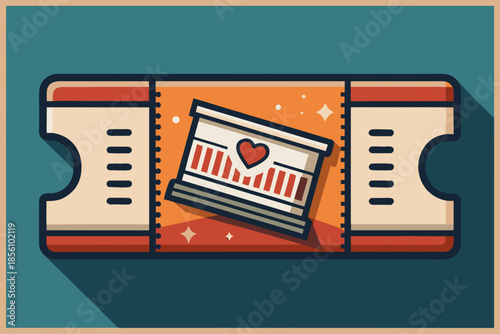 Love ticket with heart design