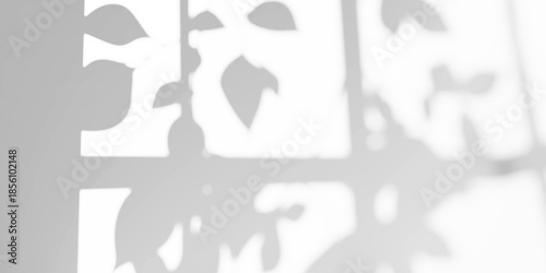 Schilderij op canvas Close-Up Natural Tree Leaves and Window Shadow Overlay with Abstract Summer Sunl