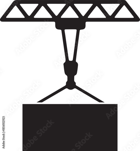 Construction Crane Lifting Equipment Icon Solid Black Industrial Vector