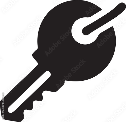 Key Icon Solid Black Security Access Symbol Vector