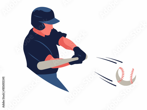 Side view of baseball batter hitting fast ball