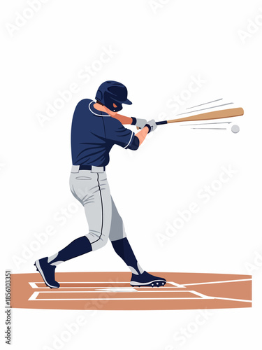 Dynamic baseball player hitting ball during match