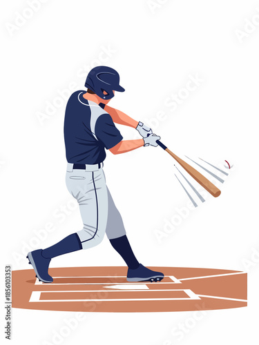 Baseball batter hitting ball at home plate area