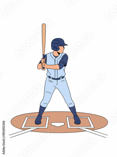 Front view of baseball batter in batting stance