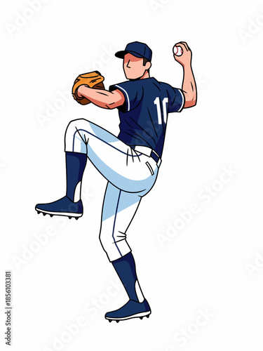 Professional baseball pitcher in mid throw motion