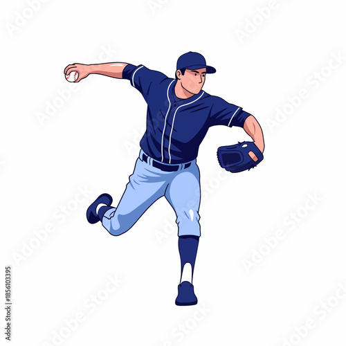 Side view of baseball pitcher throwing fast ball