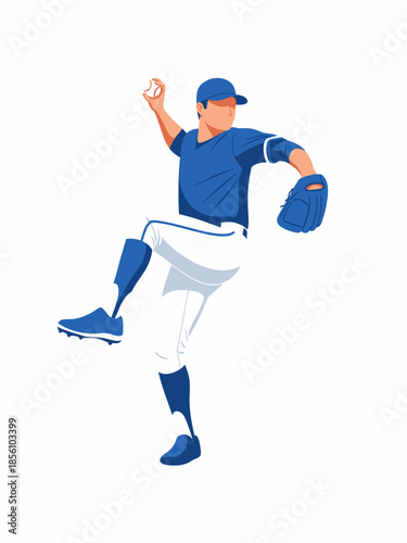 Baseball pitcher with prosthetic leg in action