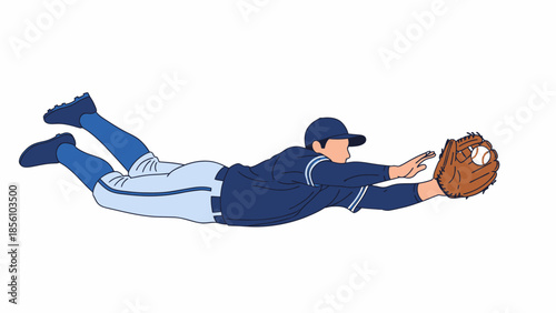 Spectacular diving catch by baseball outfielder on field