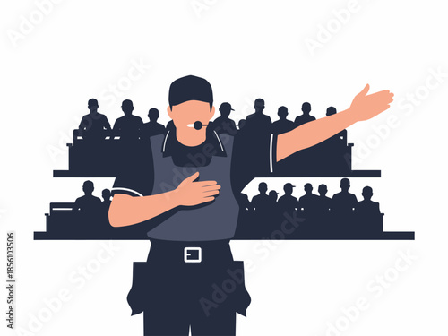 Baseball umpire signaling during professional match