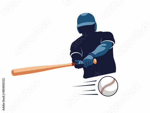Close up of baseball bat hitting ball illustration