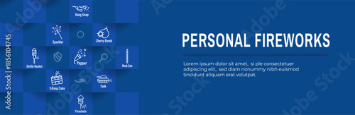Fireworks and Independence Day Icon Set Web Header Banner