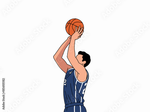 Basketball Player Focused on Shooting Free Throw