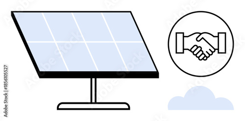 Renewable energy concept. Renewable energy with an emphasis on solar power and collaborative efforts. Renewable energy for sustainability, innovation, and clean solutions, technology