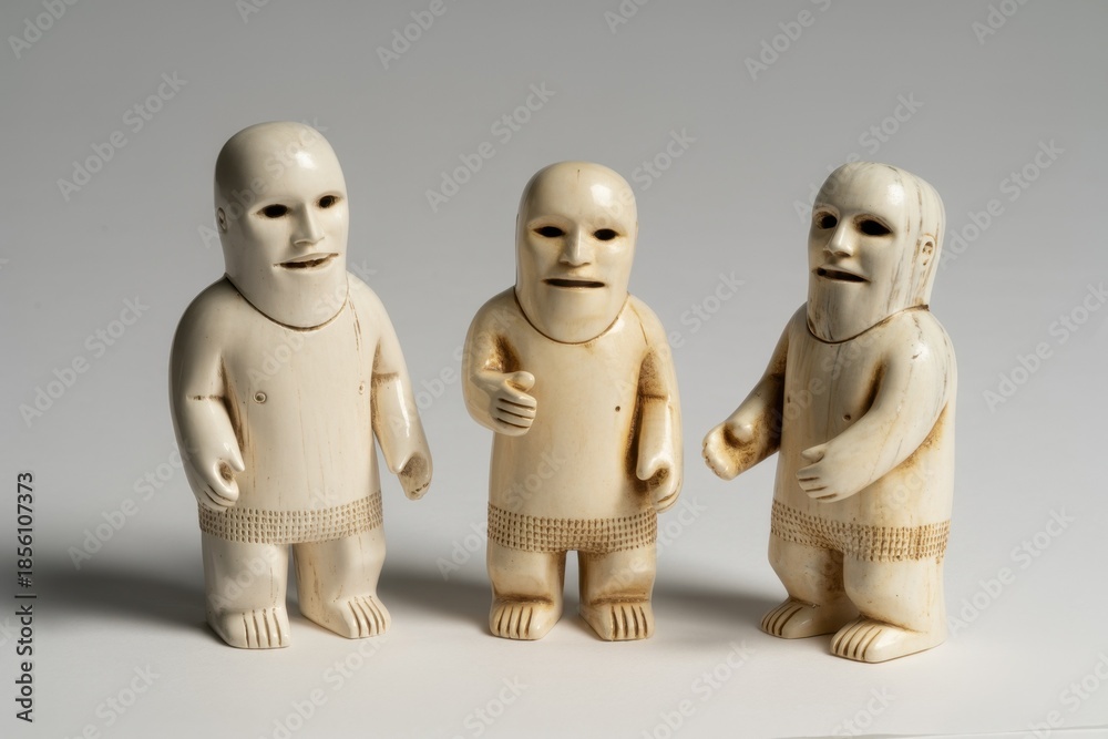 Obraz premium Three Ivory Inuit Dolls