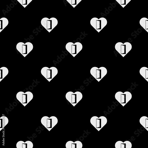 Door of heart seamless pattern isolated on black background