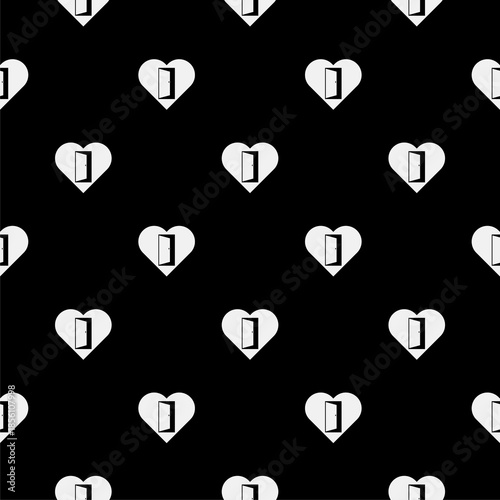 Door of heart seamless pattern isolated on black background