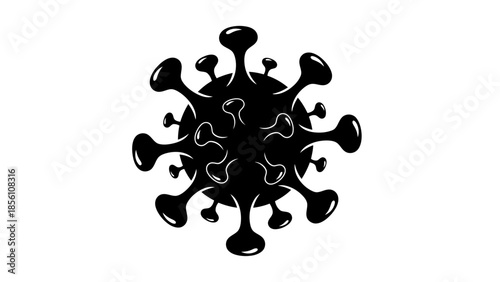 The Silhouette of Threat: A stark and ominous silhouette of a virus cell, rendered in a bold black outline. Depicting the shape of danger.