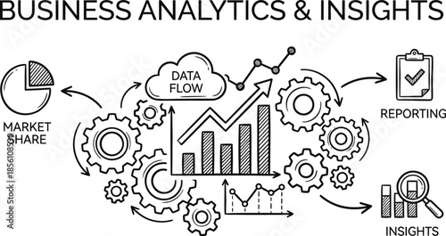 Business analytics data visualization with digital charts and graphs.