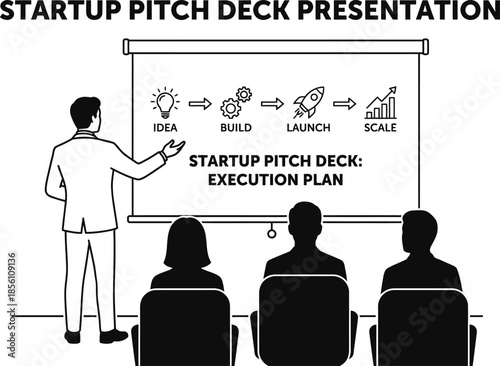 Startup Pitch Deck Presentation Design Vector Illustration