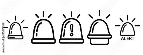 alert notification outline icons collection with multiple styles.
