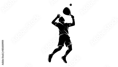 Tennis Player Silhouette: A dynamic silhouette captures the moment of a tennis player preparing to smash the ball, exuding athleticism and skill in this high-energy sports shot.