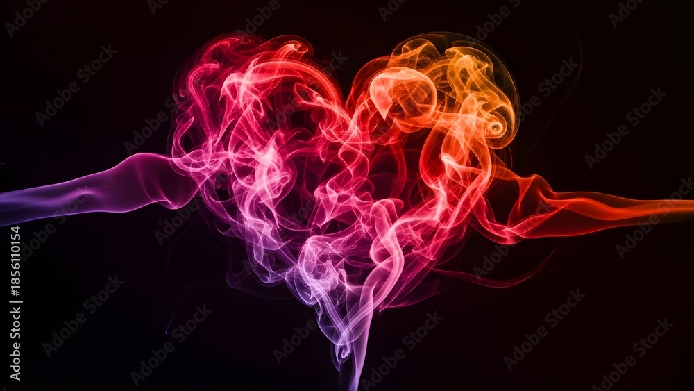 Obraz premium Vibrant heart shaped plasma with gradient colors on black background
