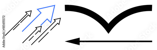 Arrows concept. Abstract arrows upward progress, momentum, and reverse movement. Arrows convey direction, growth, retreat, and dynamic motion. Ideal for growth business progress navigation